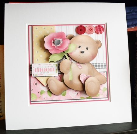 Love You To The Moon and Back 7.5 Inch 3D Decoupage Card Front & Insert & Extra Sentiments Pink by Guinever Saunders