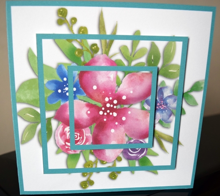 Pretty Posy 7.5 Inch Square Pyramage Stacker Card Front, Insert & Gift Tag by Guinever Saunders
