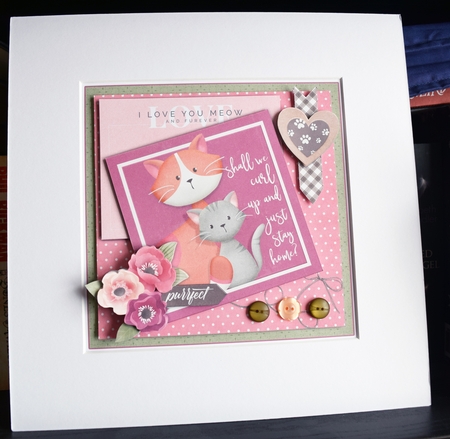 Lets Curl Up and Stay Home Kitties 7.5 Inch Card Front and Insert by Guinever Saunders