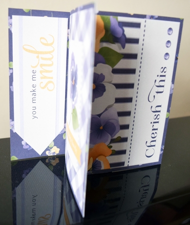Pansy Pinwheel Card with Birthday & Blank Message Panels by Guinever Saunders