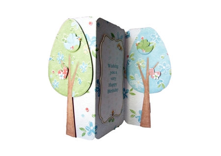Spring Breeze Tree Shaped Tri fold Fold Back 3D Decoupage Card Kit by Guinever Saunders