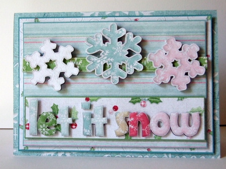 Let It Snow 3D Decoupage 5 x 7 Inch Tent Card Kit Blue by Guinever Saunders