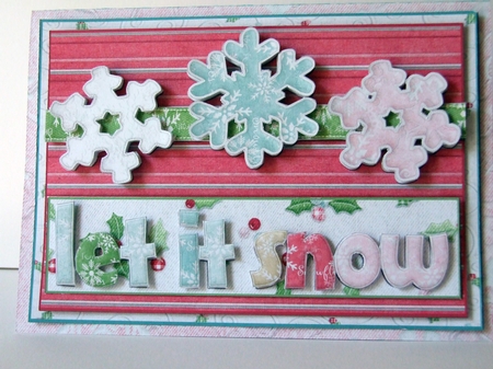 Let It Snow 3D Decoupage 5 x 7 Inch Tent Card Kit Pink by Guinever Saunders