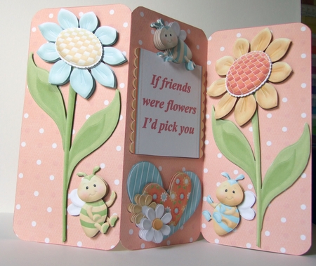 Bees Knees & Friends 3D Decoupage Trifold Card Kit with Matching Envelope by Guinever Saunders
