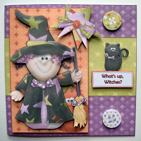 Whats Up Witches? 7.5 Inch Halloween Card Front Kit with Decoupage & Inserts by Guinever Saunders