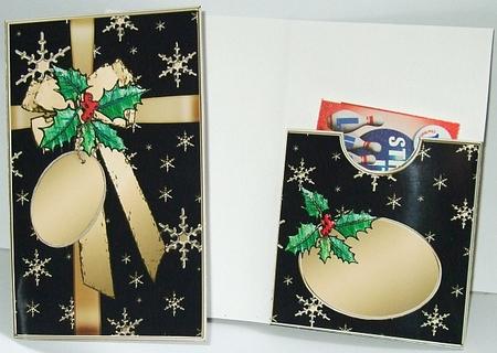 Elegant Christmas Holly Parcel Lottery Wallet Card by GWYNETH GEORGE