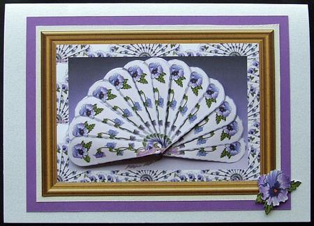 Gold Frame Pansy Fan by GWYNETH GEORGE