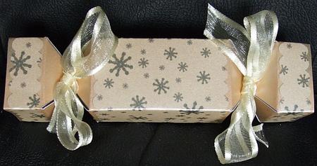 Gold Snowflakes Cracker Shaped Treat or Favour Box by GWYNETH GEORGE