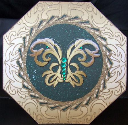 Feather Butterfly Fancy Octagon Shaped Card 6 by GWYNETH GEORGE