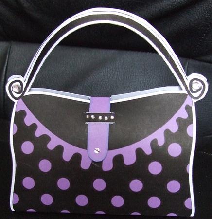 Polka Dots Handbag Shaped Treat or Favour Box Sheet 1 by GWYNETH GEORGE