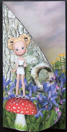 Sweet Fairy on Toadstool Tear Drop Card by GWYNETH GEORGE