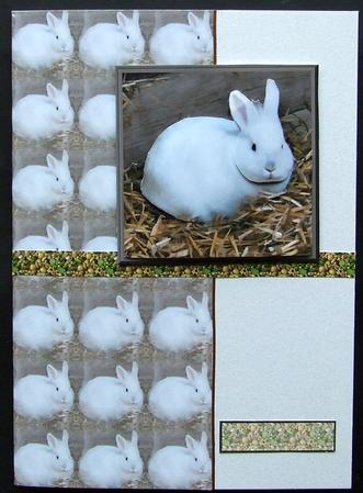 White Rabbit 3D Decoupage with Background by GWYNETH GEORGE