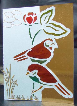 Birds 2 Over the Edge Card by GWYNETH GEORGE