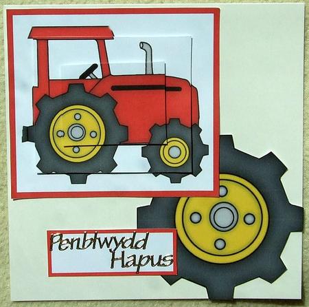 Big Red Tractor Pyramage by GWYNETH GEORGE