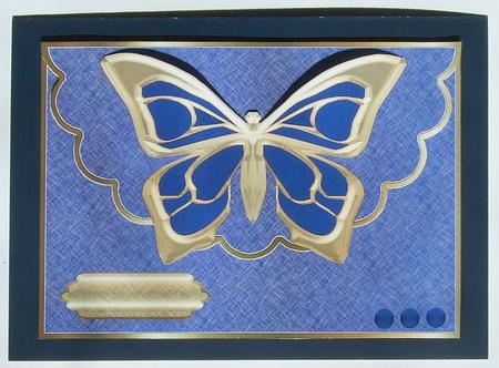 Metalic Blue Butterfly Envelope Card by GWYNETH GEORGE