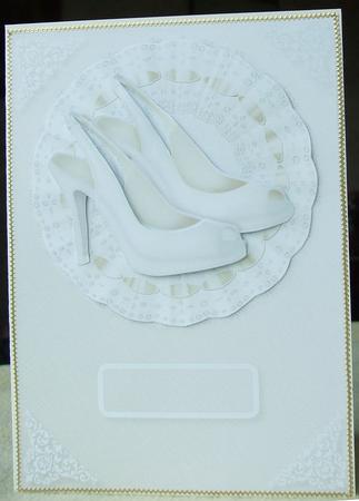 Cream and White Shoes on Lace Card Front by GWYNETH GEORGE