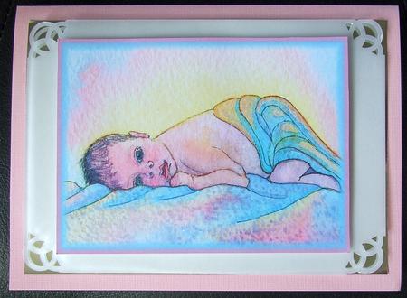A4 New Baby on Pastel Shawl for Boy or Girl by GWYNETH GEORGE