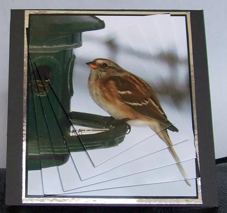 Bird on Feeder Twisted Pyramid by GWYNETH GEORGE