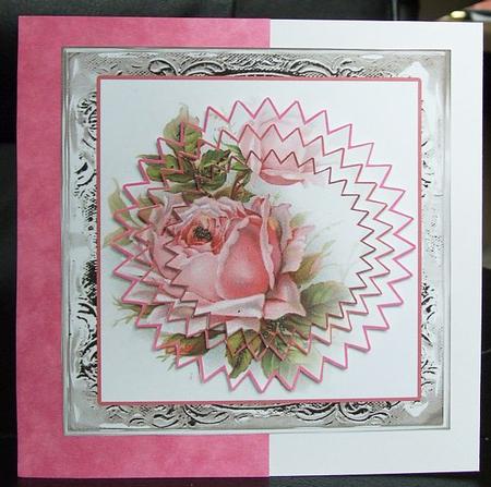 2 Shaped Pyramid Cards Soft Pink Vintage Roses by GWYNETH GEORGE