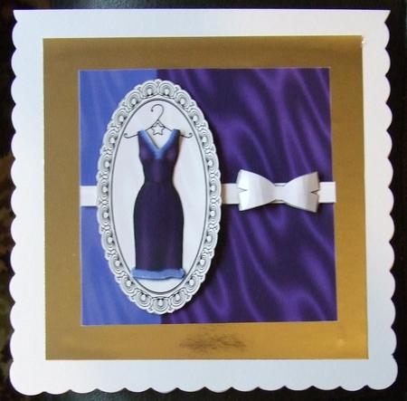 Sophisticated Dress Decoupage Card Front and Insert - Blue 2 by GWYNETH GEORGE