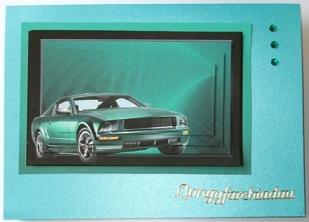 Green Mustang on Stunning Background Pyramid by GWYNETH GEORGE