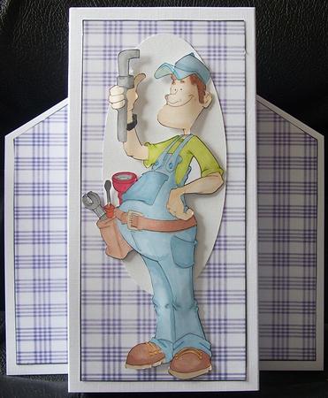 Christmas Purple Plaid Theatre Card Base by GWYNETH GEORGE