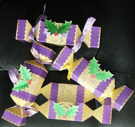 Holly and Swirls Cracker Shaped Treat or Favour Box by GWYNETH GEORGE