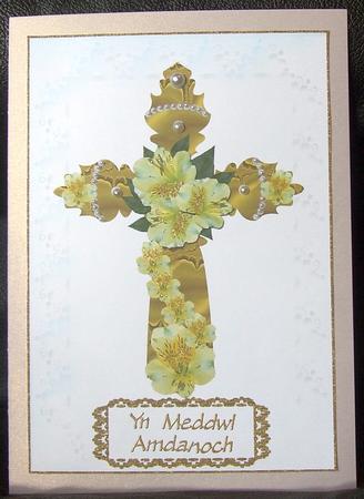 Floral Cross Easter, Sympathy Card by GWYNETH GEORGE