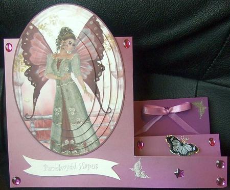 Fairy in Pink and Green Oval Pyramid by GWYNETH GEORGE
