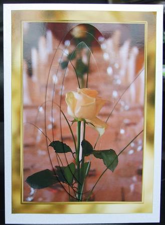 Yellow Rose Oval Pyramid by GWYNETH GEORGE