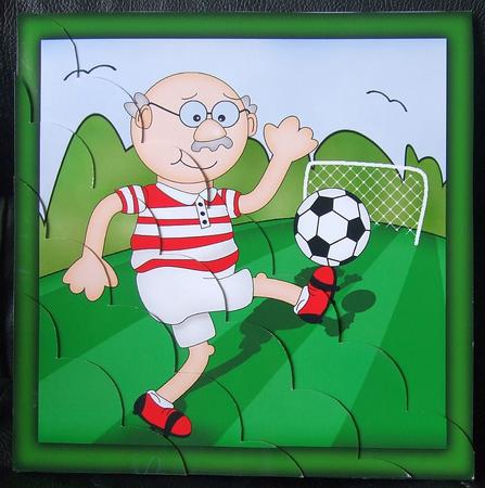 8 x 8 Bert Plays Football Scalloped Corner Kit by GWYNETH GEORGE