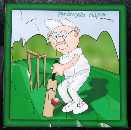 8 x 8 Bert Plays Cricket Scalloped Corner Kit by GWYNETH GEORGE