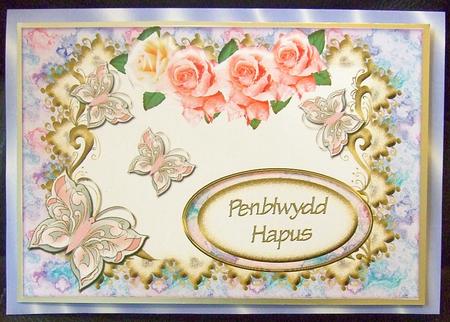 Roses & Butterflies 2 Card Fronts Set 2 by GWYNETH GEORGE