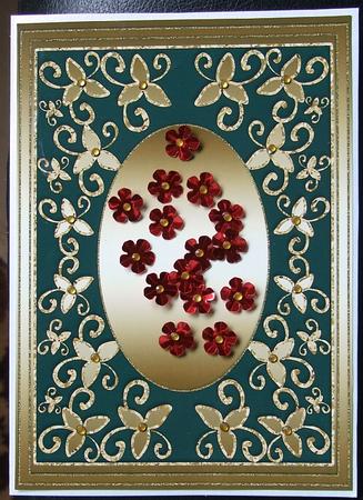 Gold Flowers & Swirls Plain Card/ Front (21) by GWYNETH GEORGE