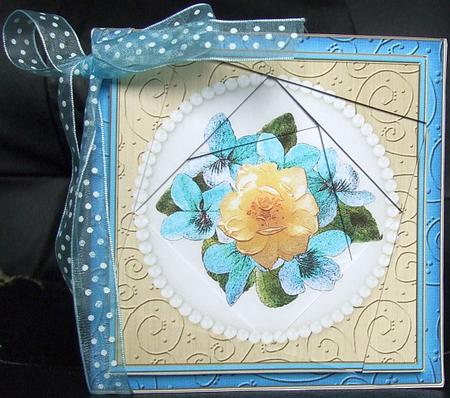 Flowers and Pearls Cut and Fold Card by GWYNETH GEORGE