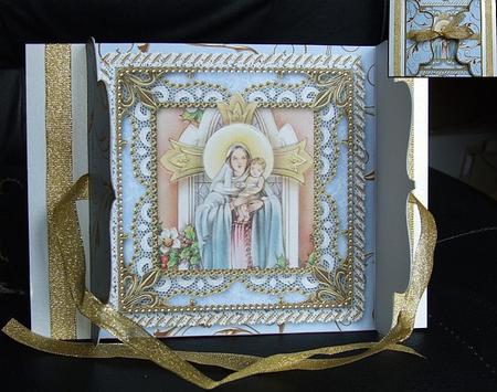 Mary and Baby Jesus Lace Bracket Wrap Card by GWYNETH GEORGE