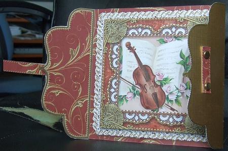 Pink Violins Lace Bracket Wrap Card by GWYNETH GEORGE