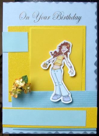Curly Red Head Girl Digi Stamp. by GWYNETH GEORGE