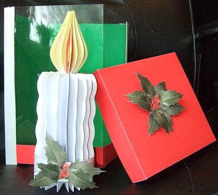 3D Christmas Candle & Card Set +box by GWYNETH GEORGE