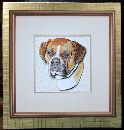 Boxer Dog Portrait 3D Decoupage by GWYNETH GEORGE