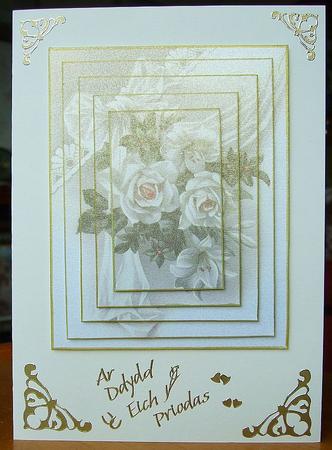 White Wedding Bouquet - Pyramid Card by GWYNETH GEORGE
