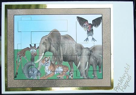 Intertwined Pyramid Jungle Animals Happy Birthday Dad Happy by GWYNETH GEORGE