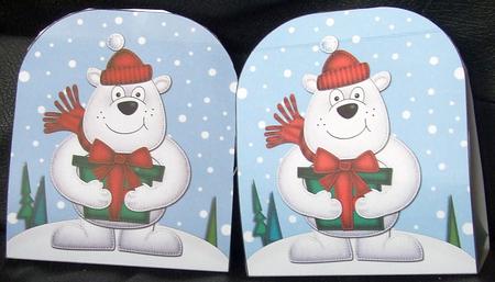 3D Xmas Polar Bear's Present Treat or Favour Box Mini Kit by GWYNETH GEORGE