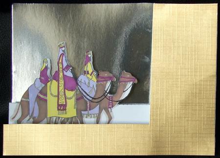 Three Kings Christmas Line Art Side Step Card by GWYNETH GEORGE