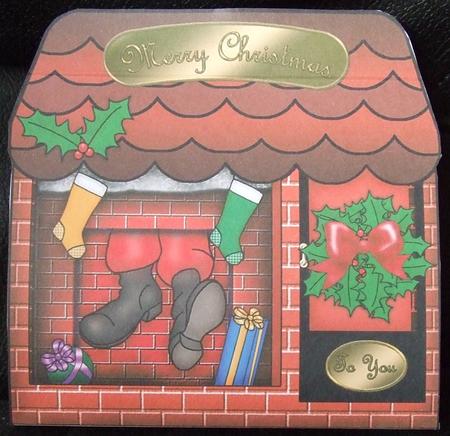 3D Xmas Santa Got Stuck Treat or Favour Box Mini Kit by GWYNETH GEORGE