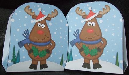 3D Xmas Rudolph Treat or Favour Box Mini Kit by GWYNETH GEORGE