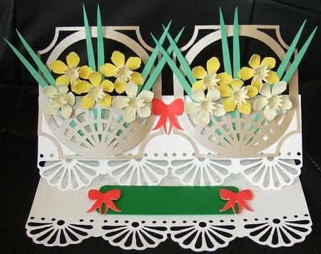 3D Daffodil/fuschia Easel Card by GWYNETH GEORGE
