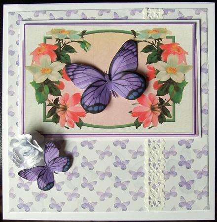 Pretty Floral Butterfly Topper and Paper - Purple by GWYNETH GEORGE