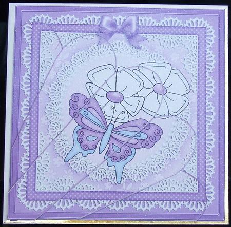 Fluttery Butterfly Quick Card with Fan Pyramage Topper by GWYNETH GEORGE