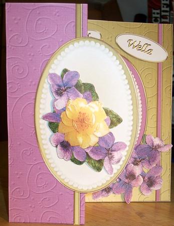 Flowers & Pearls Fold Back Card with Decoupage by GWYNETH GEORGE